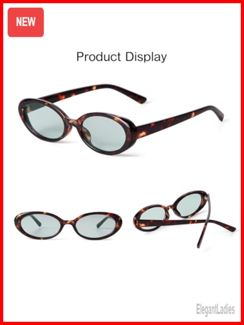Retro Small Oval Sunglasses UV400 Protection Cat Eye Style - Picture 4 of 6